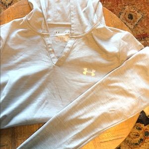 Gray Hooded Under Armour Long Sleeve Top